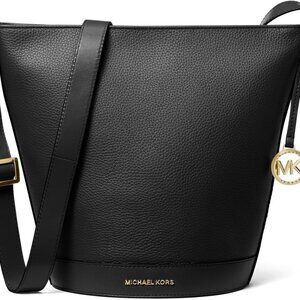 Michael Kors Black Leather Townsend Convertible Luggage Bucket Crossbody Bag NWT